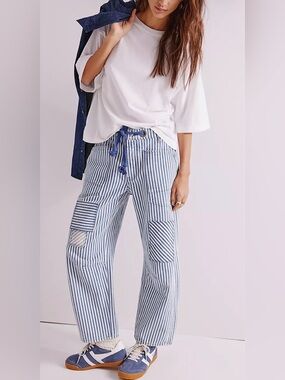 Free People We The Free Moxie Railroad Low Slung Barrel Jeans